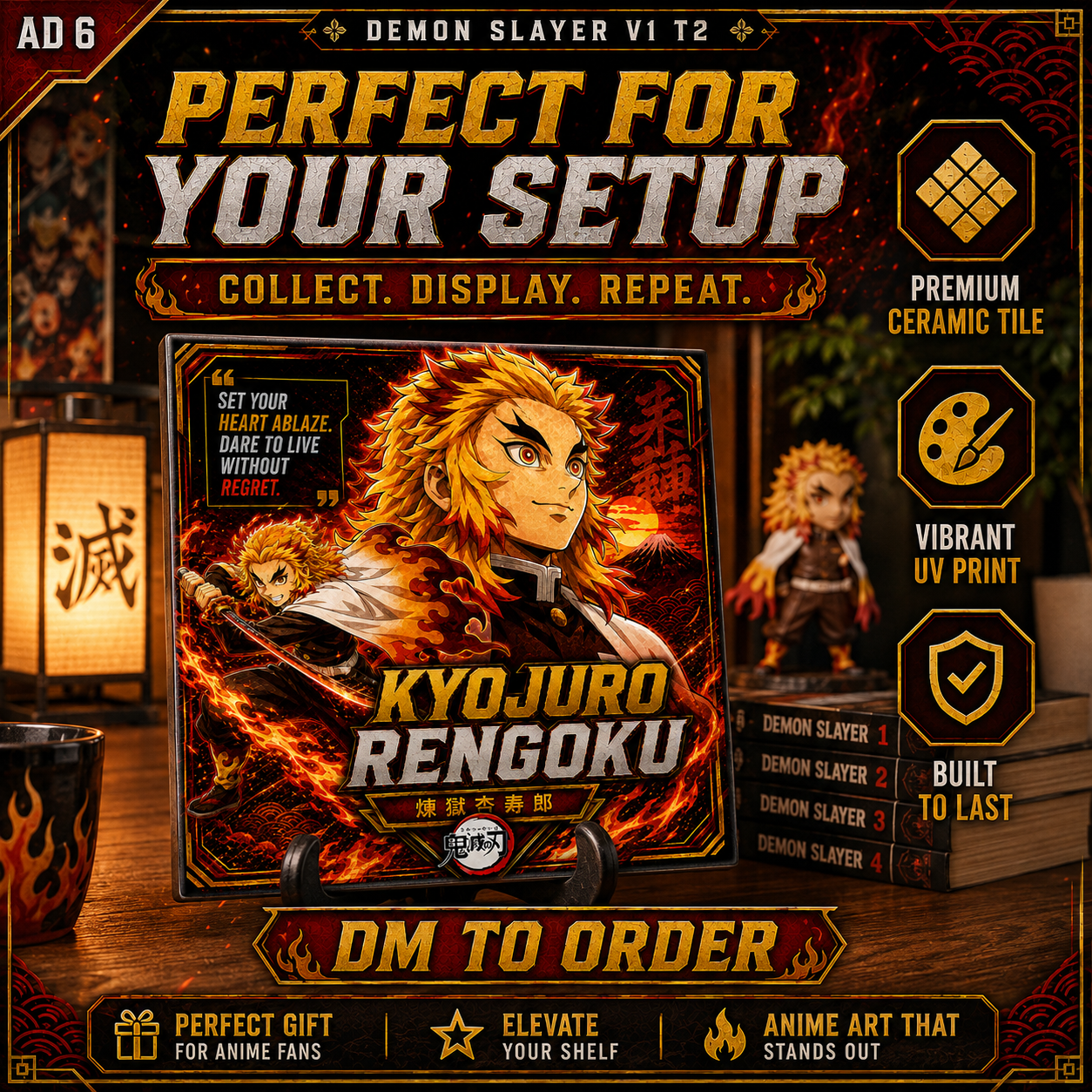 Slayer of Demons- Rengoku- 4x4 Tile