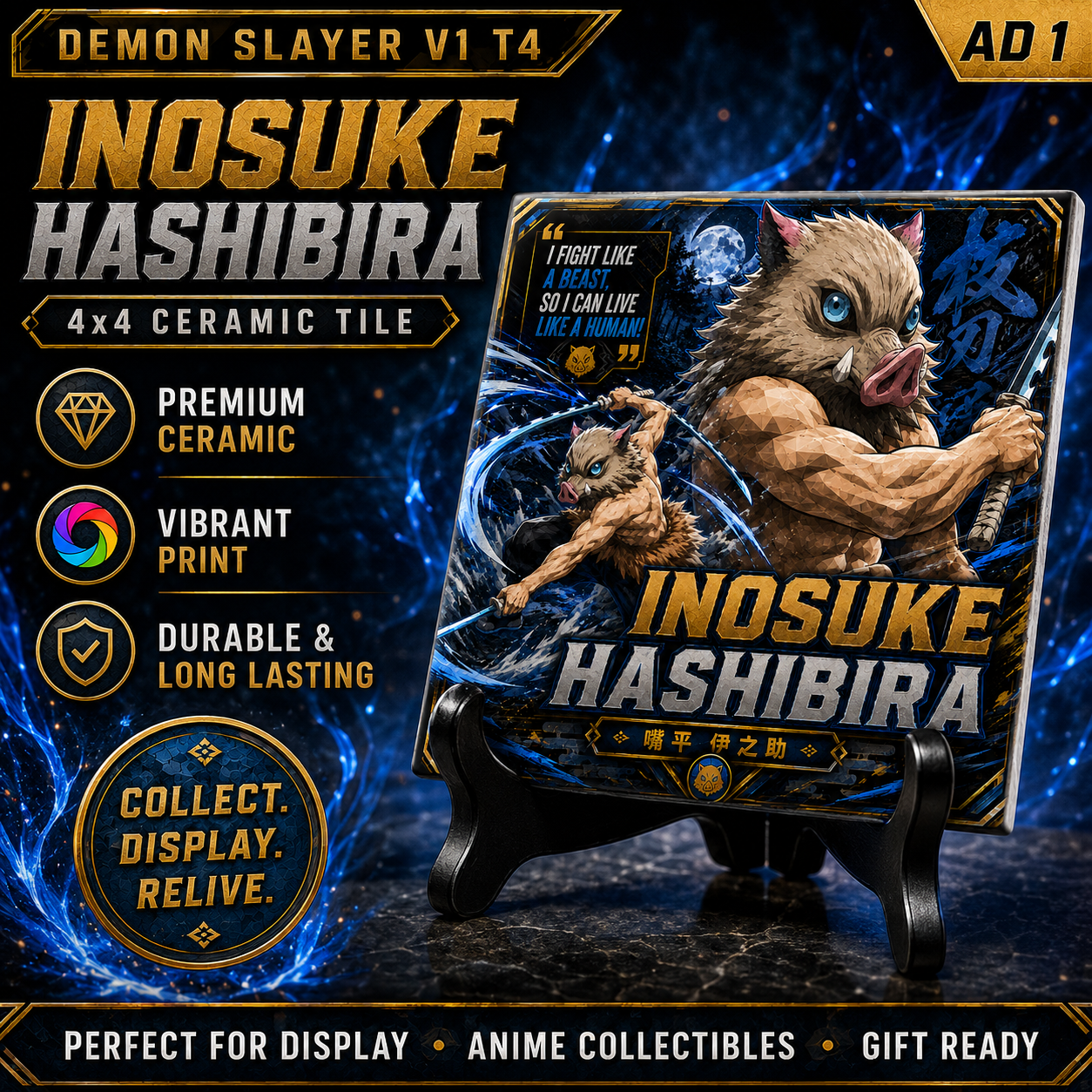 Slayer of Demons- Inosuke- 4x4 Tile