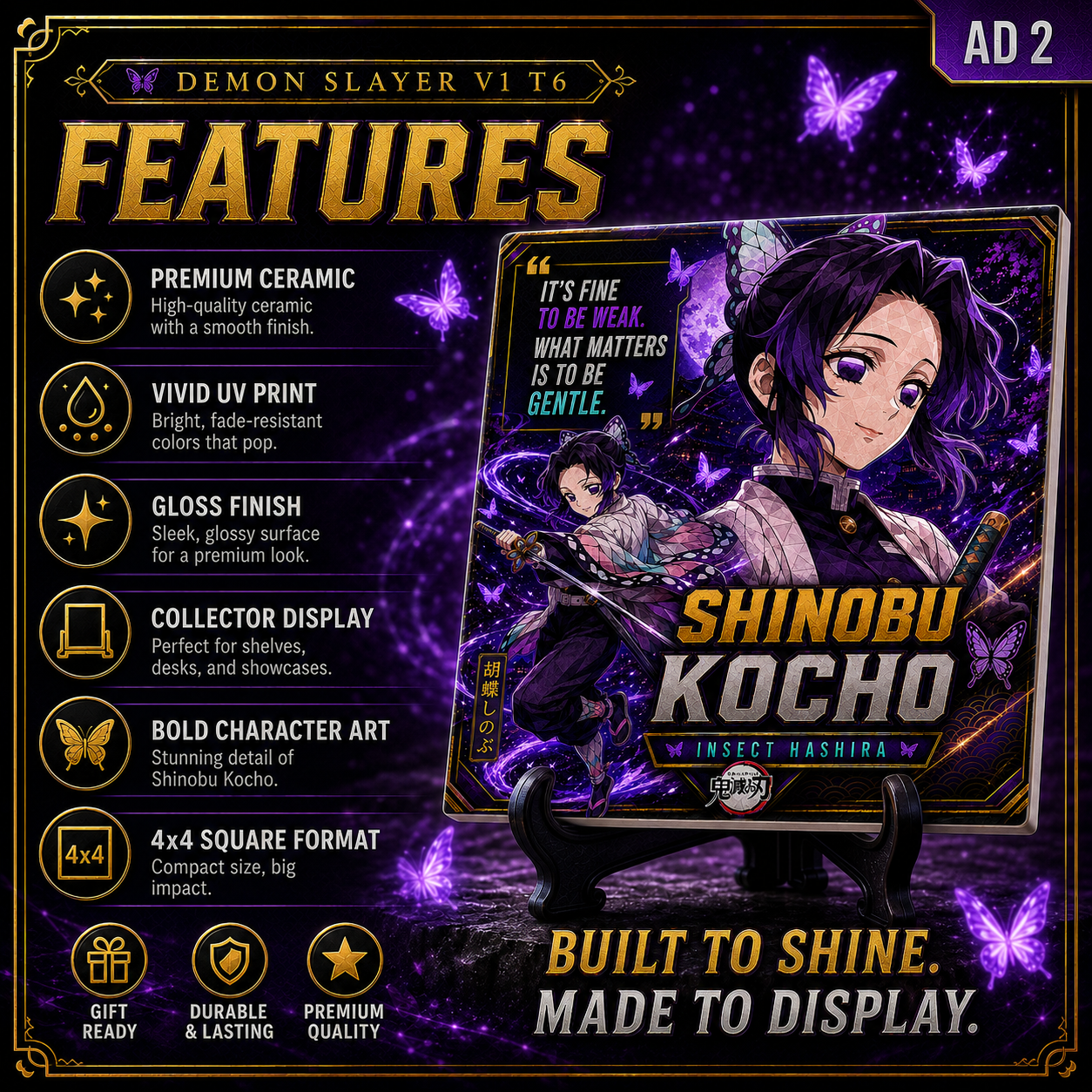 Slayer of Demons- Shinobu- 4x4 Tile
