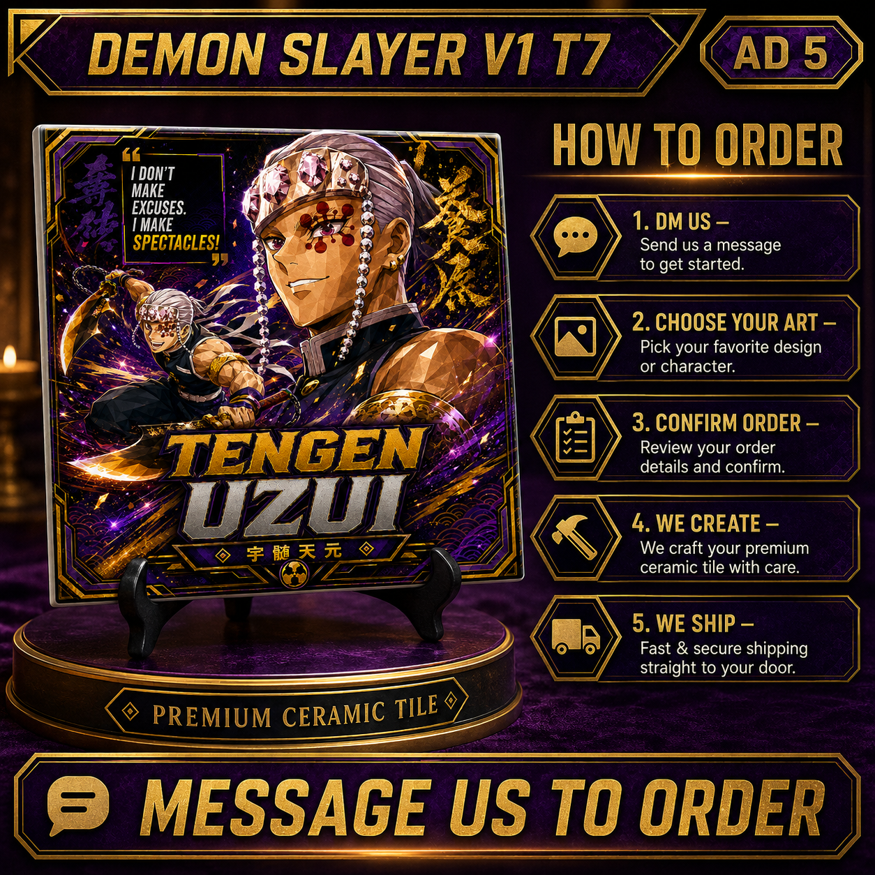 Slayer of Demons- Tengen- 4x4 Tile