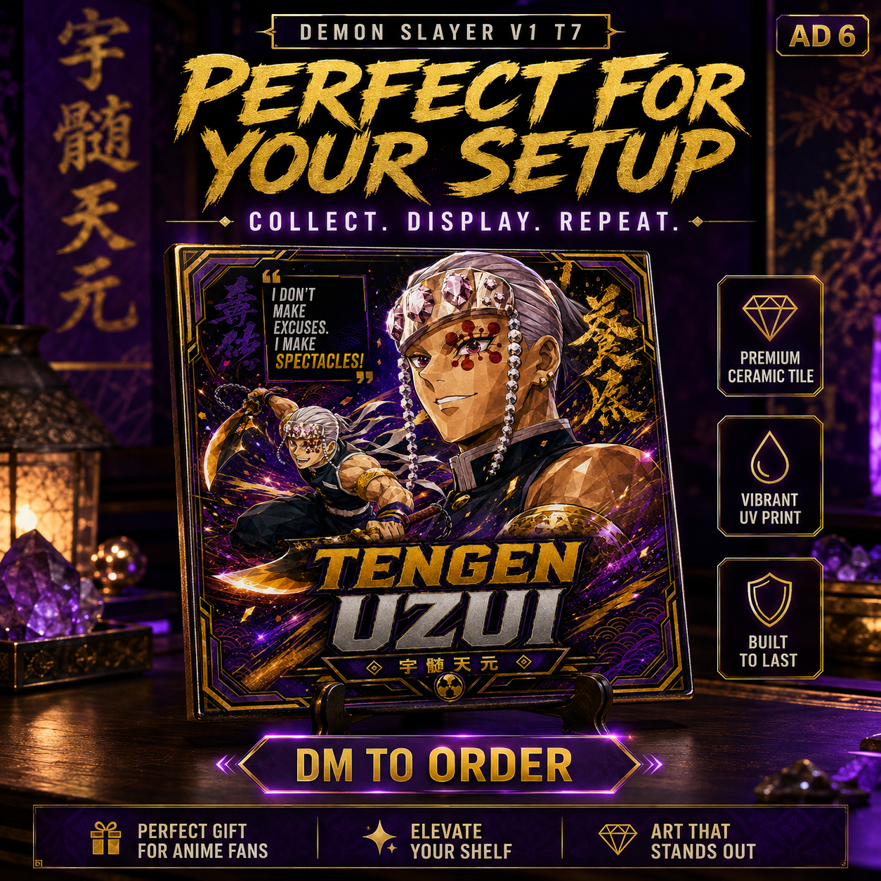 Slayer of Demons- Tengen- 4x4 Tile
