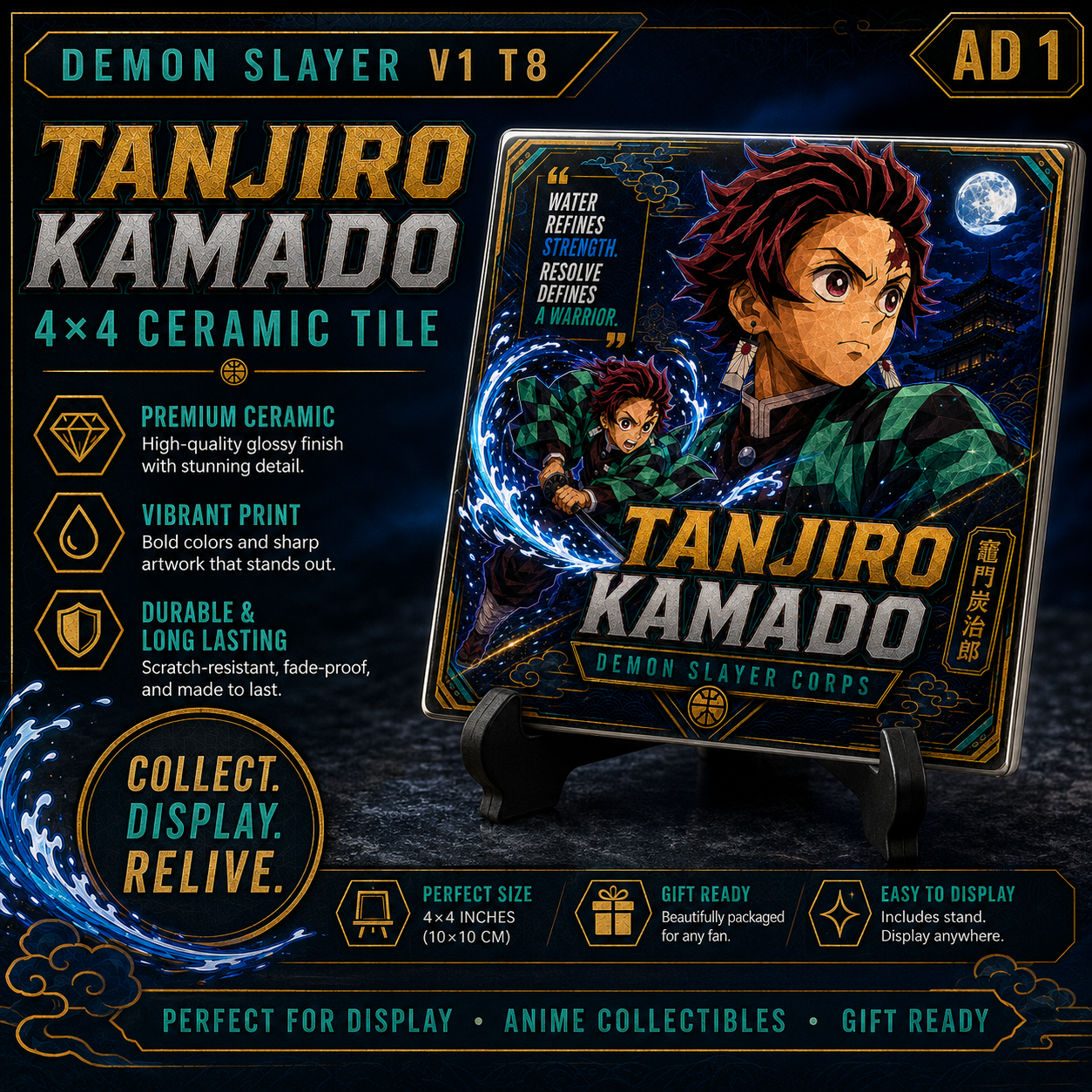 Slayer of Demons- Tanjiro- 4x4 Tile
