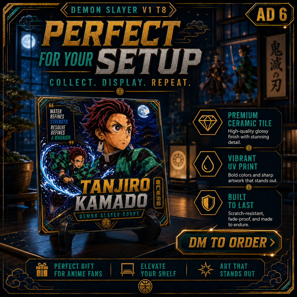 Slayer of Demons- Tanjiro- 4x4 Tile