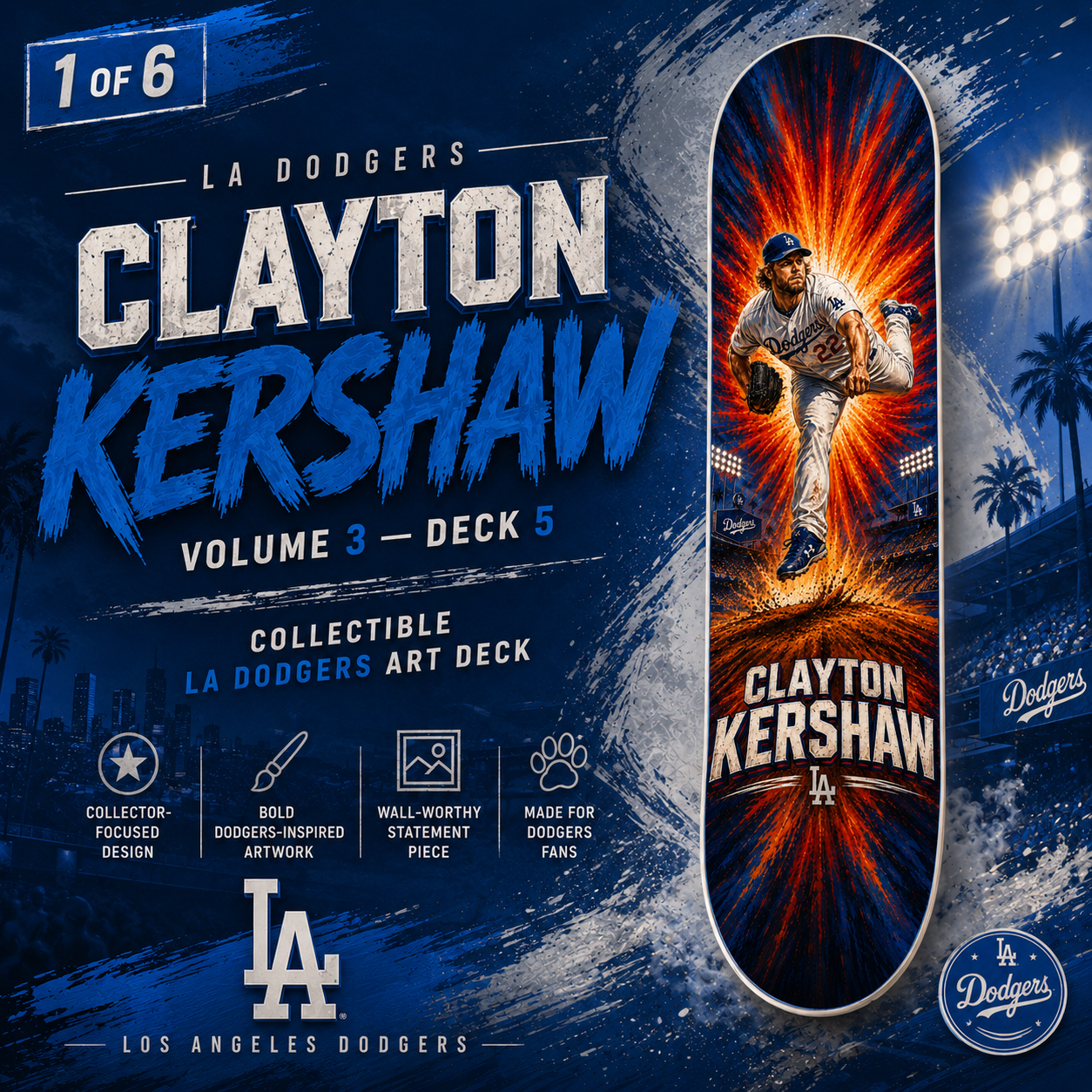 LA Baseball Kershaw Hero- Customized Skateboard