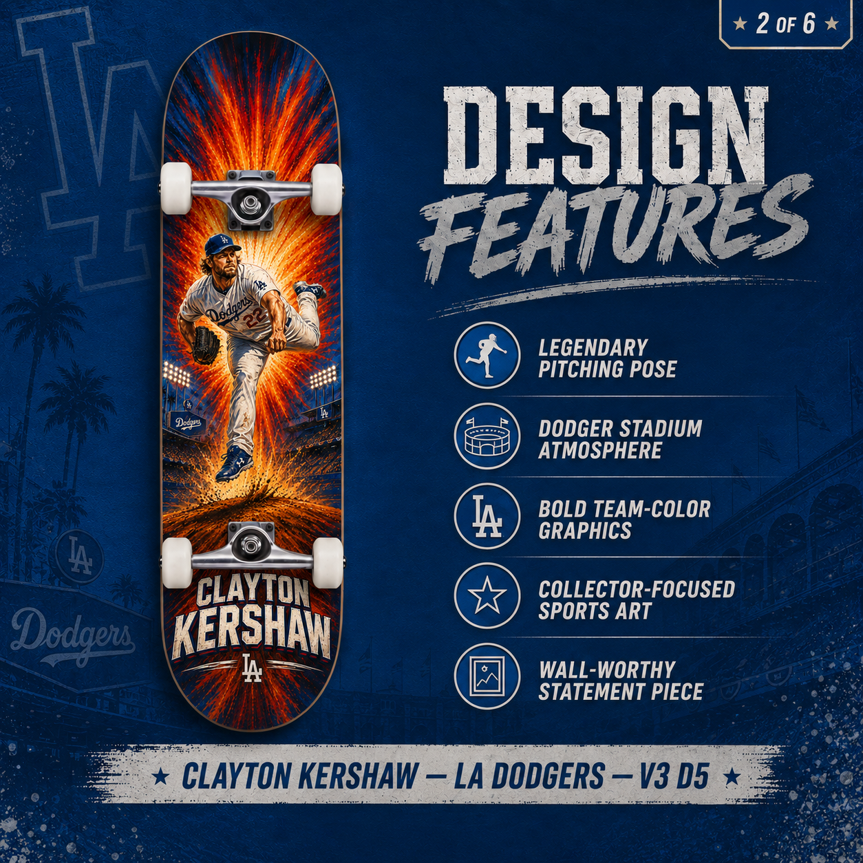 LA Baseball Kershaw Hero- Customized Skateboard