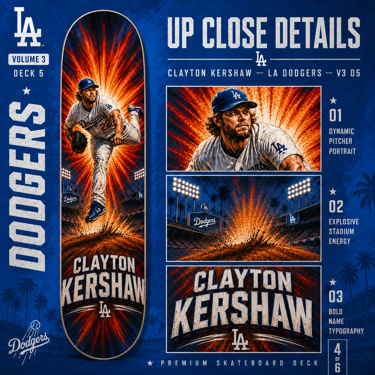 LA Baseball Kershaw Hero- Customized Skateboard