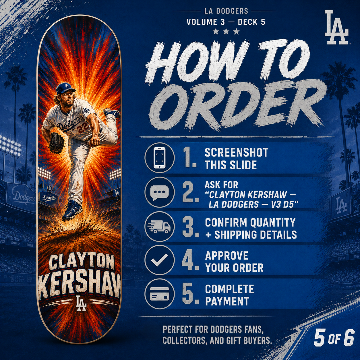 LA Baseball Kershaw Hero- Customized Skateboard