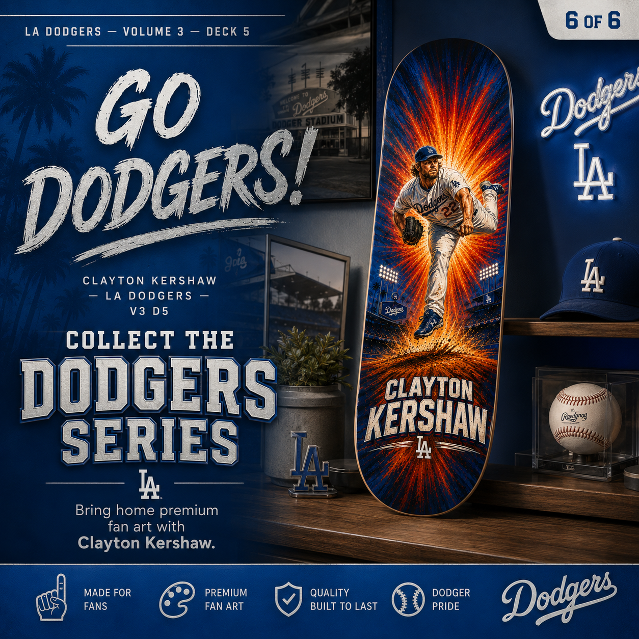 LA Baseball Kershaw Hero- Customized Skateboard
