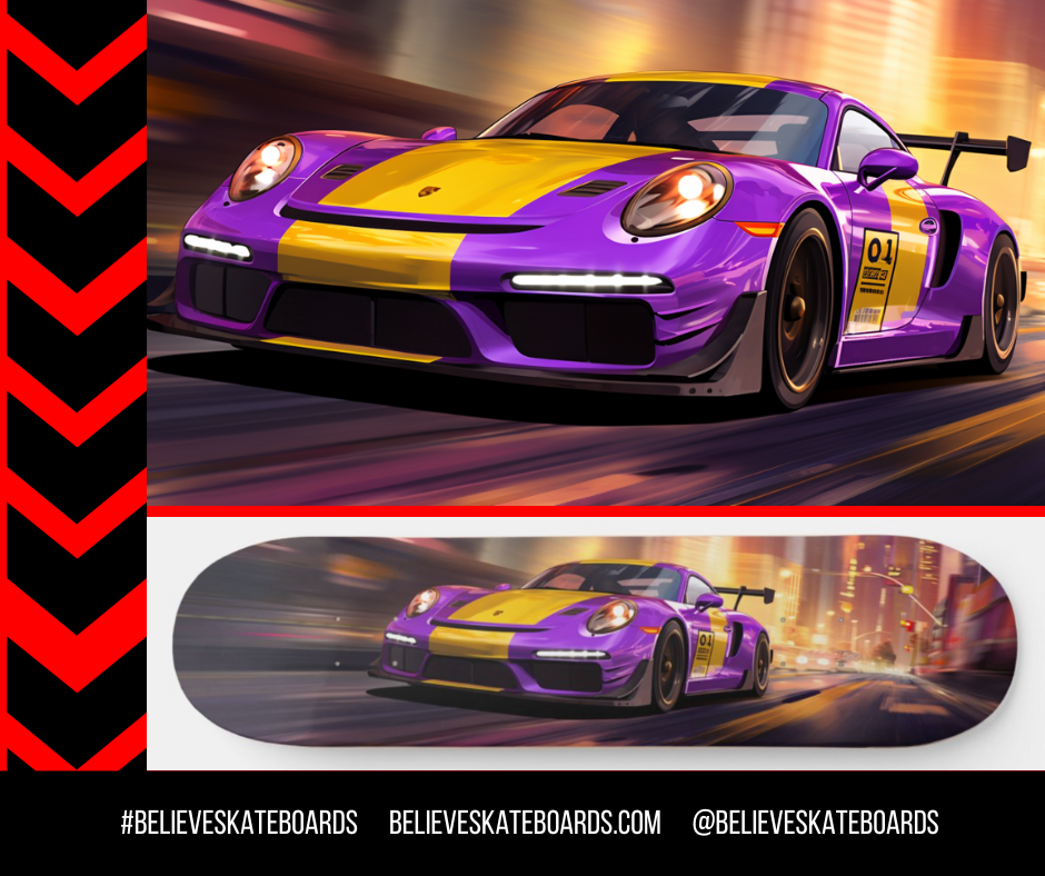 Porsche Automotive Art Skateboard Deck — Design 28