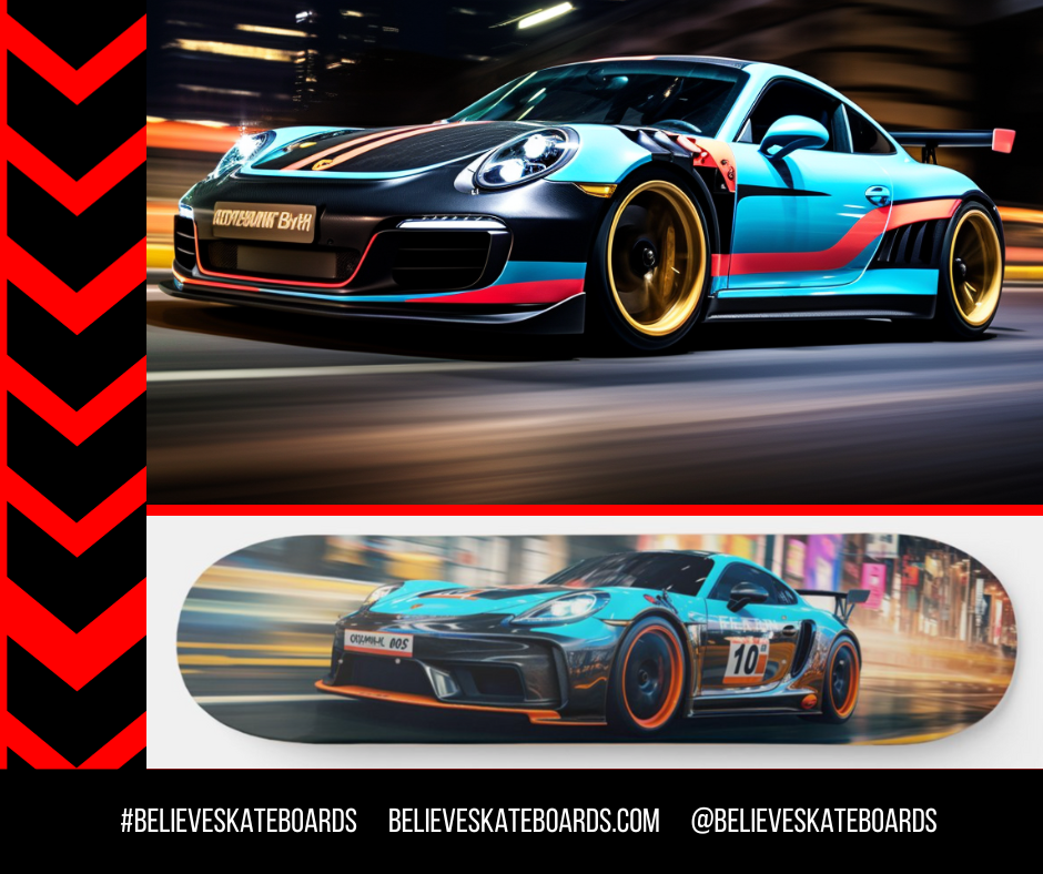 Porsche Automotive Art Skateboard Deck — Design 22