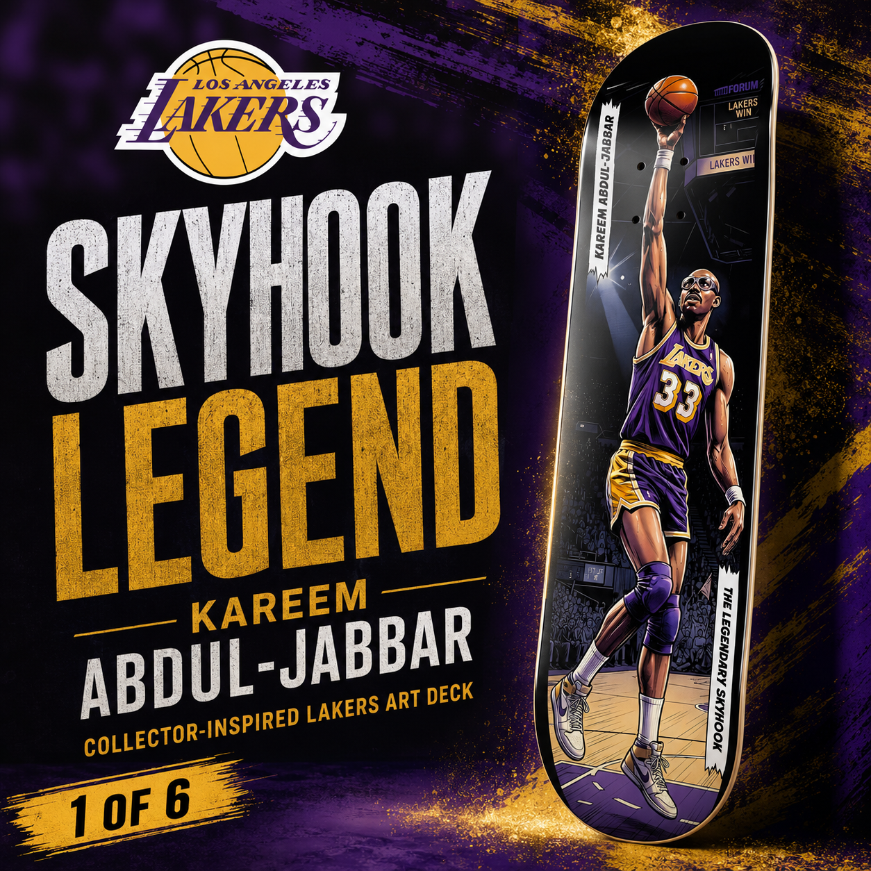 LA Basketball Skyhook- Customized Skateboard