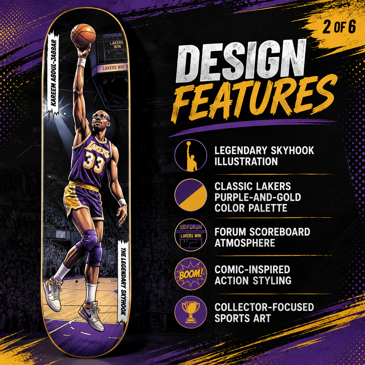 LA Basketball Skyhook- Customized Skateboard
