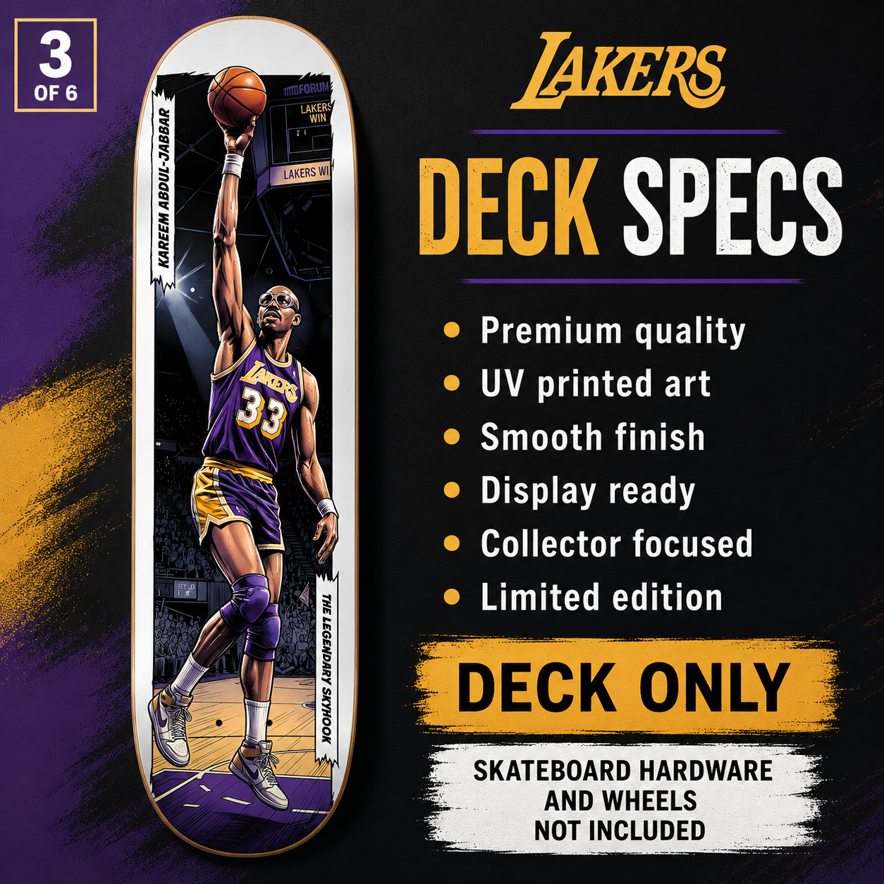 LA Basketball Skyhook- Customized Skateboard