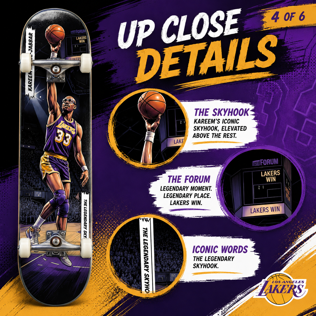 LA Basketball Skyhook- Customized Skateboard