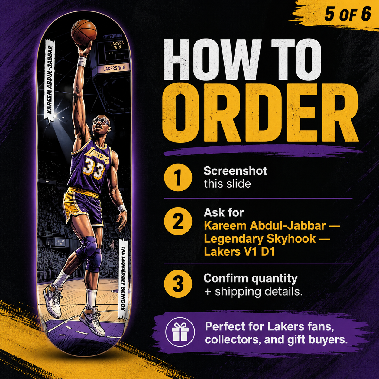 LA Basketball Skyhook- Customized Skateboard