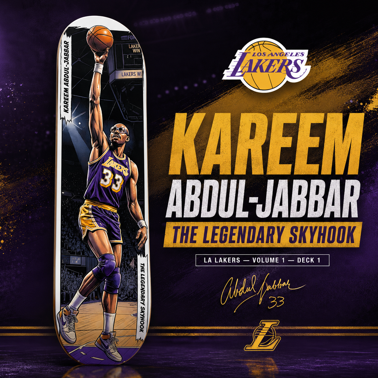 LA Basketball Skyhook- Customized Skateboard