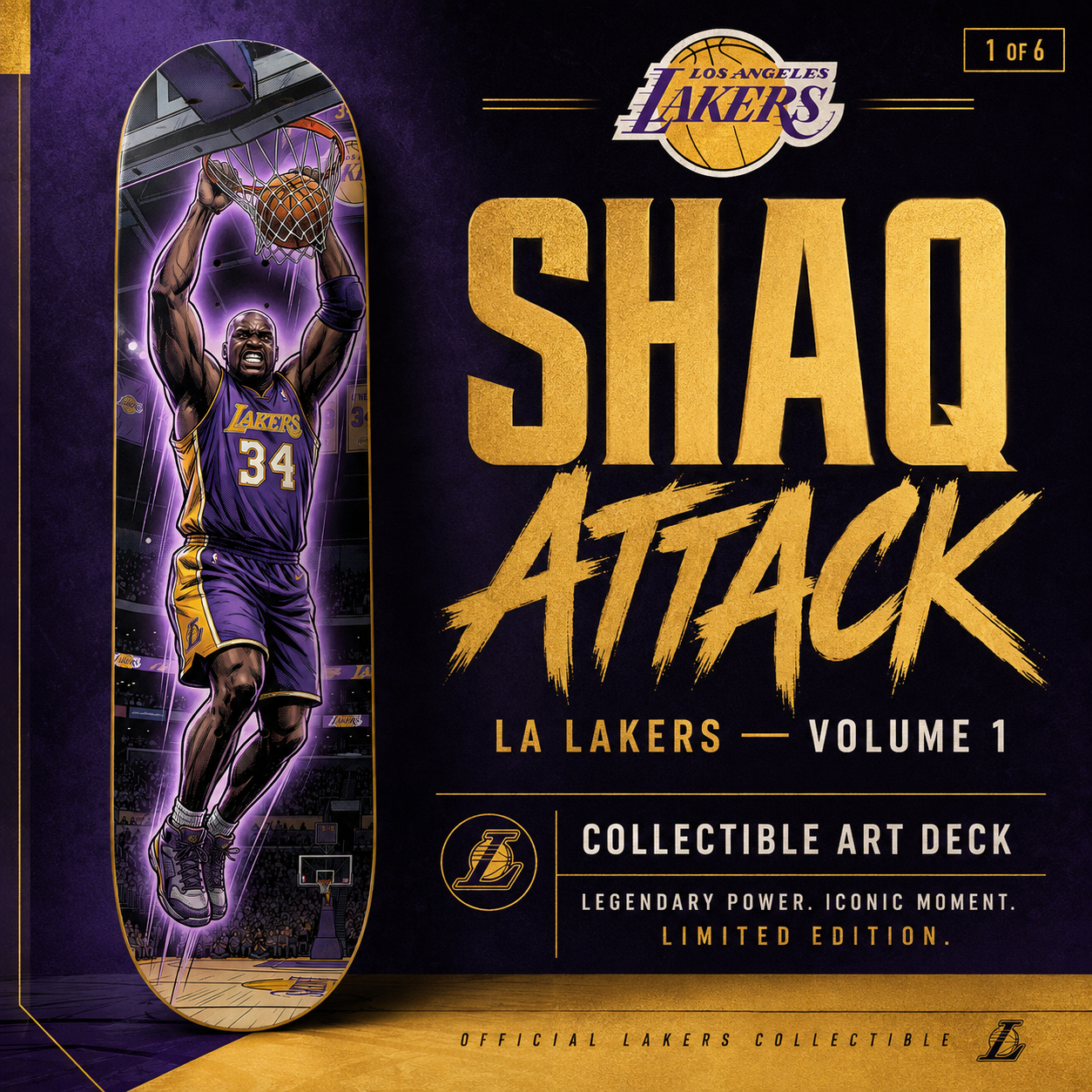 LA Basketball Shaq Attack- Customized Skateboard
