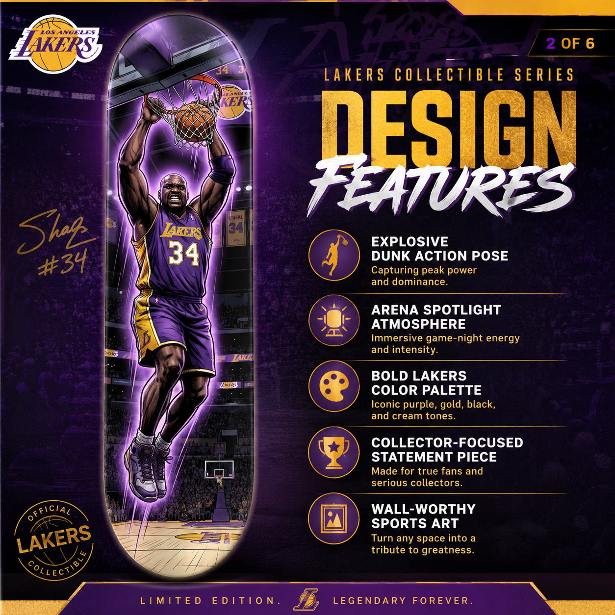 LA Basketball Shaq Attack- Customized Skateboard