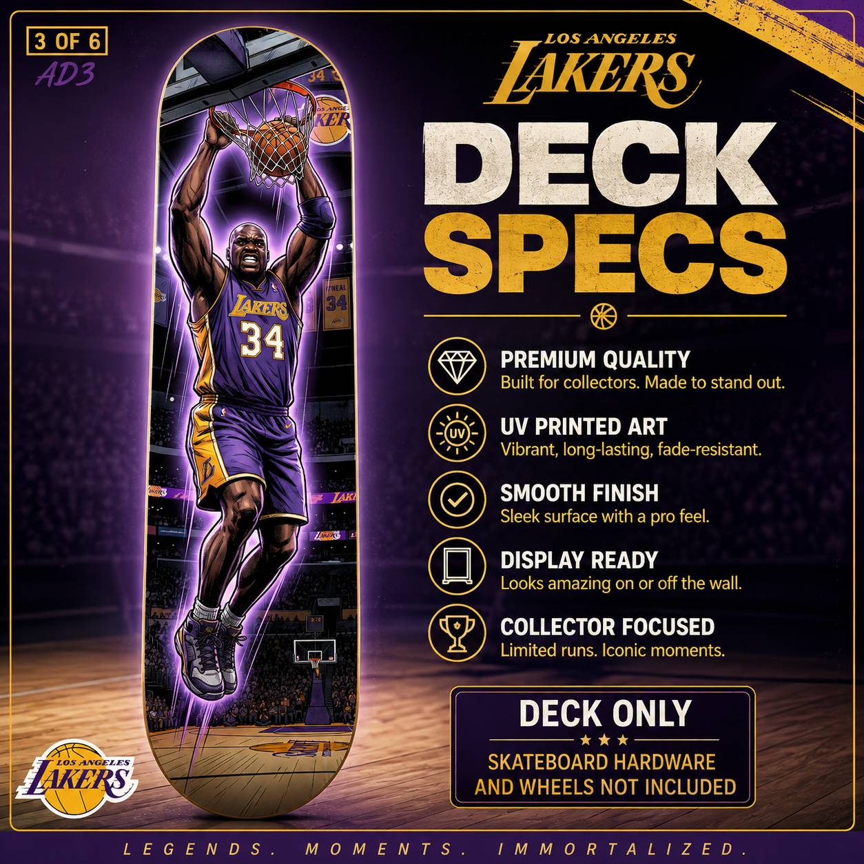 LA Basketball Shaq Attack- Customized Skateboard