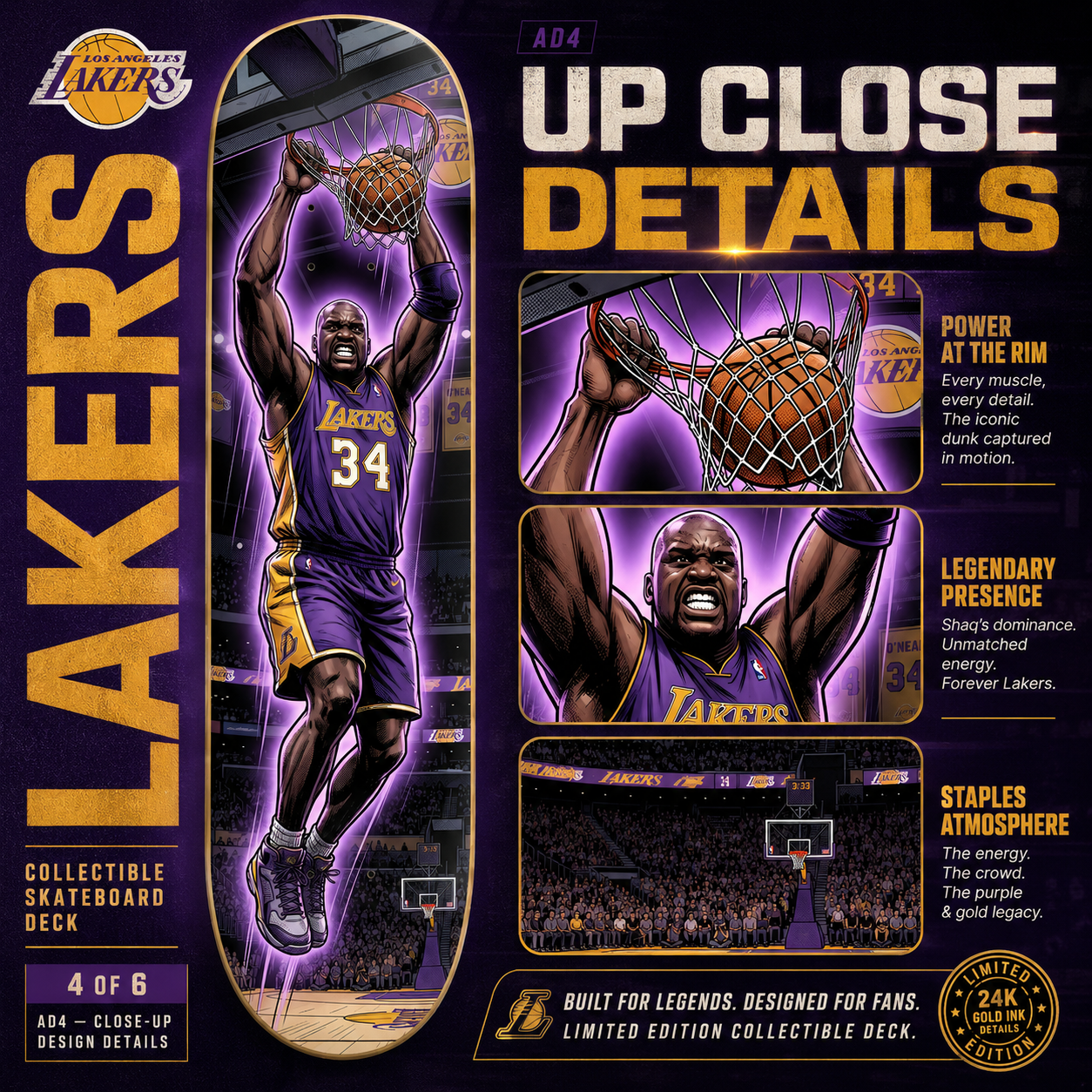 LA Basketball Shaq Attack- Customized Skateboard