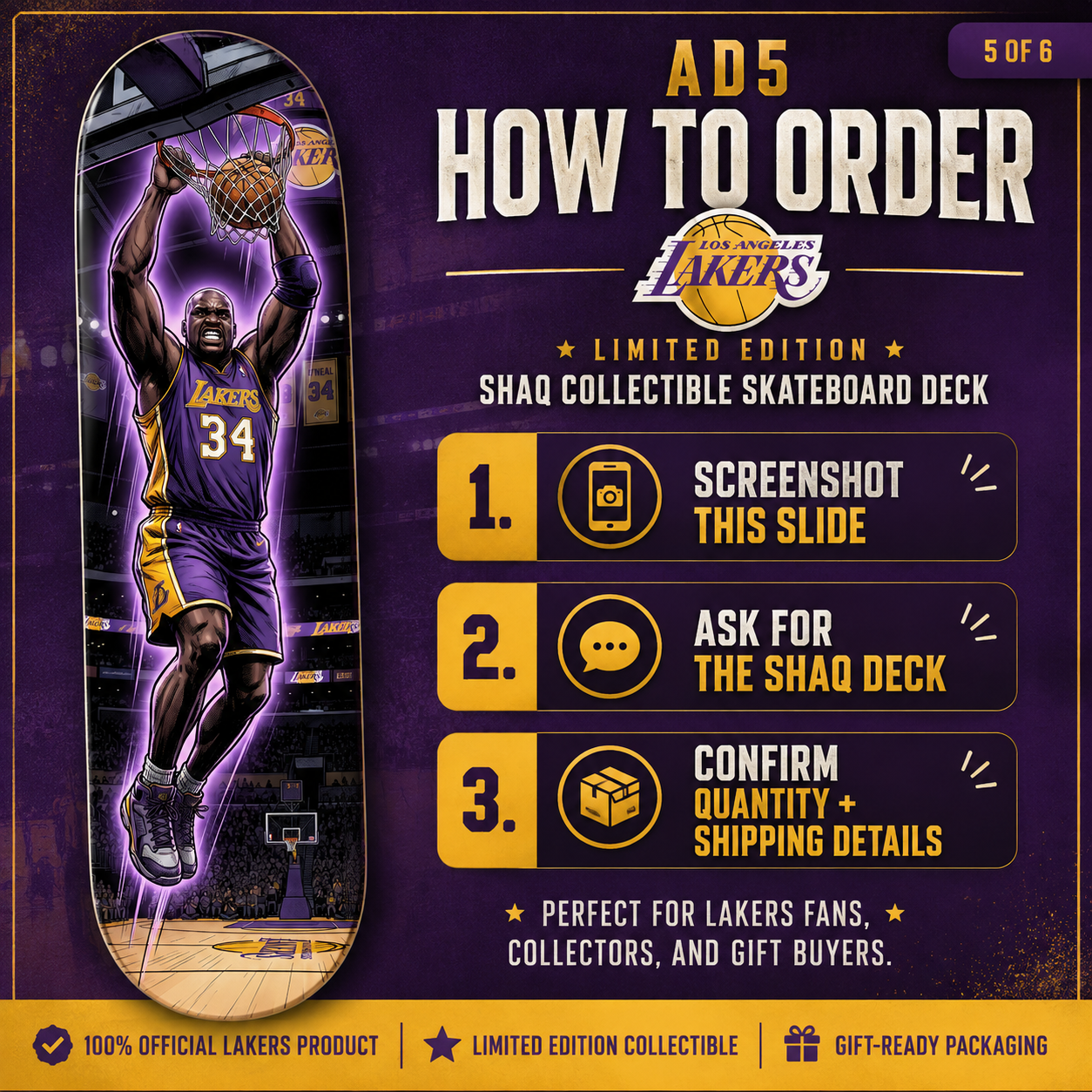 LA Basketball Shaq Attack- Customized Skateboard