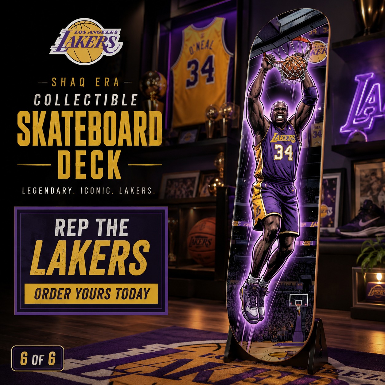 LA Basketball Shaq Attack- Customized Skateboard
