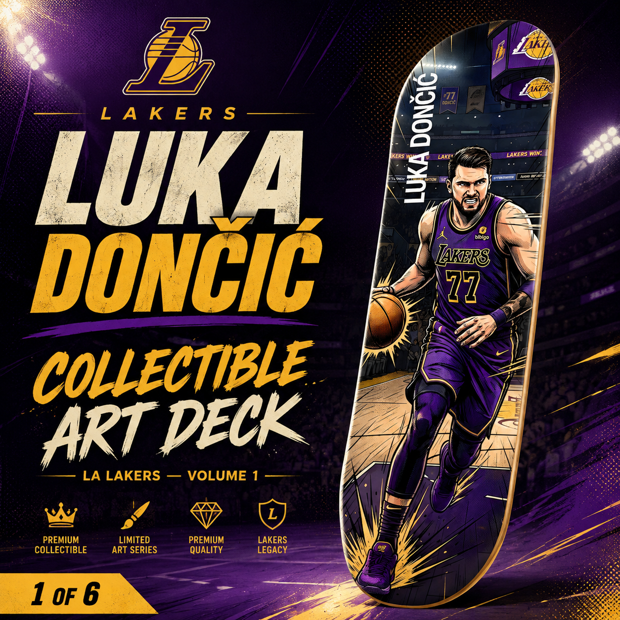 LA Basketball Luka- Customized Skateboard