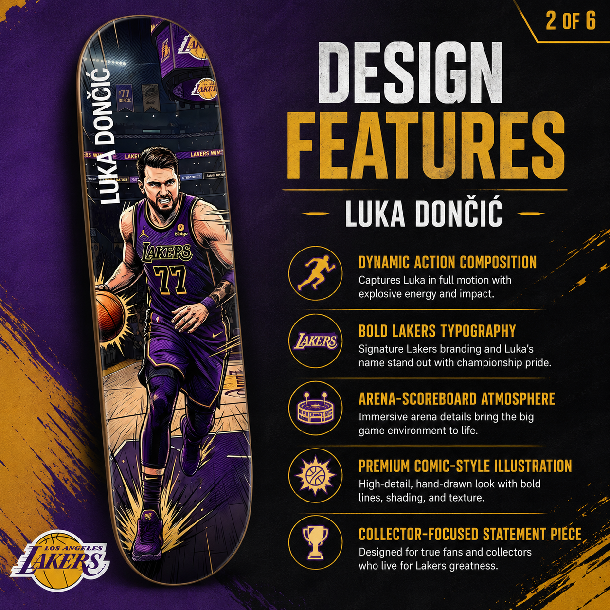 LA Basketball Luka- Customized Skateboard