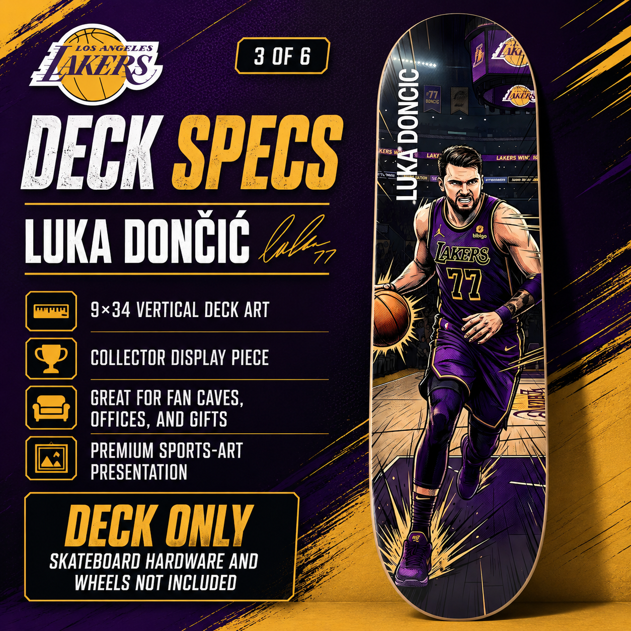 LA Basketball Luka- Customized Skateboard