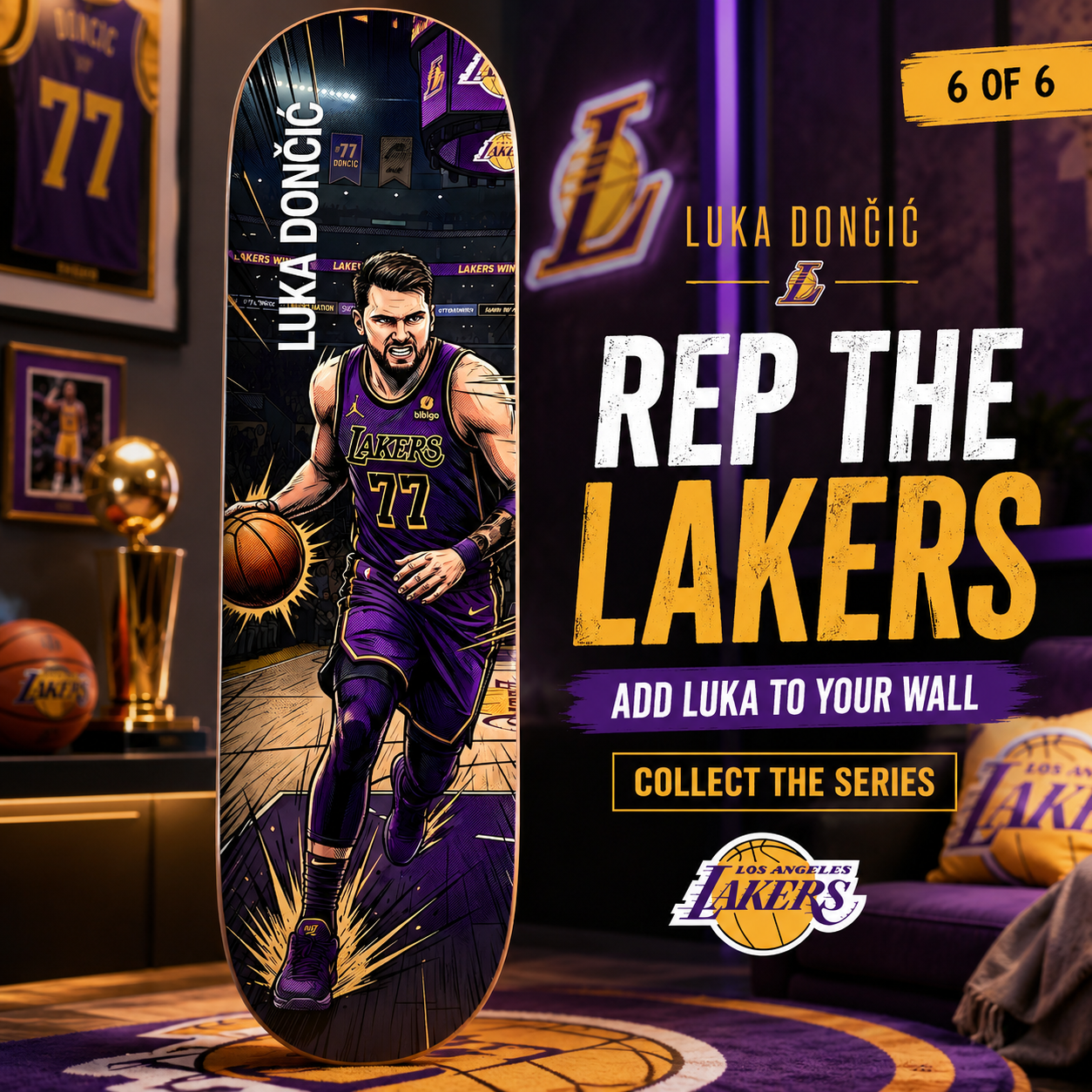 LA Basketball Luka- Customized Skateboard