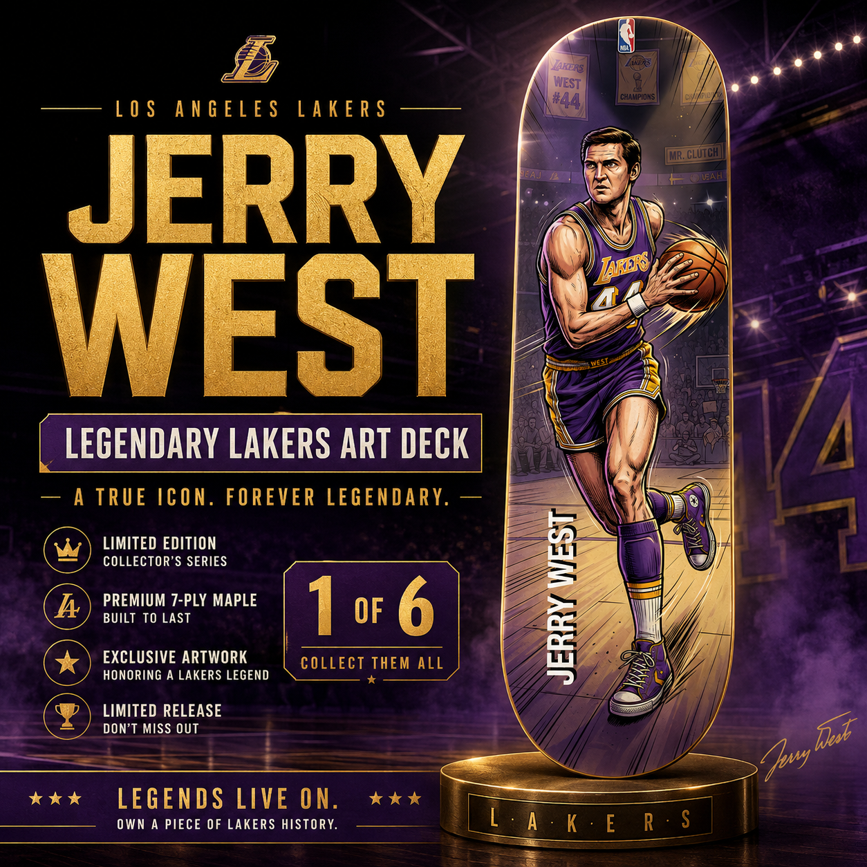 LA Basketball Mr West- Customized Skateboard