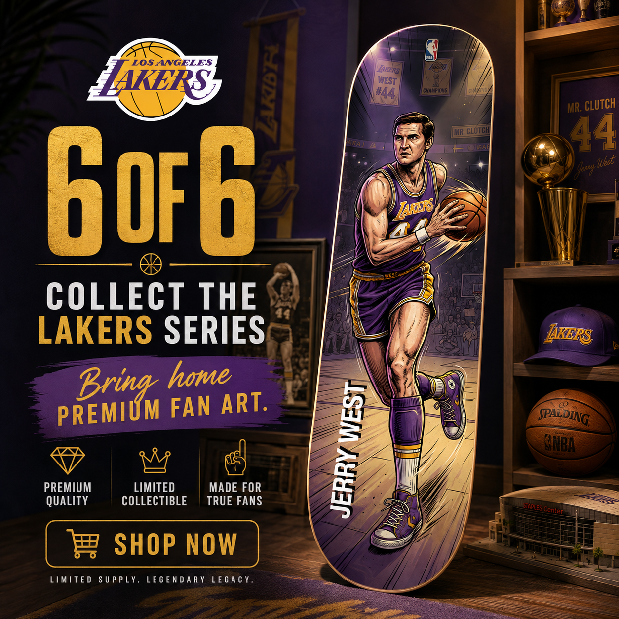 LA Basketball Mr West- Customized Skateboard