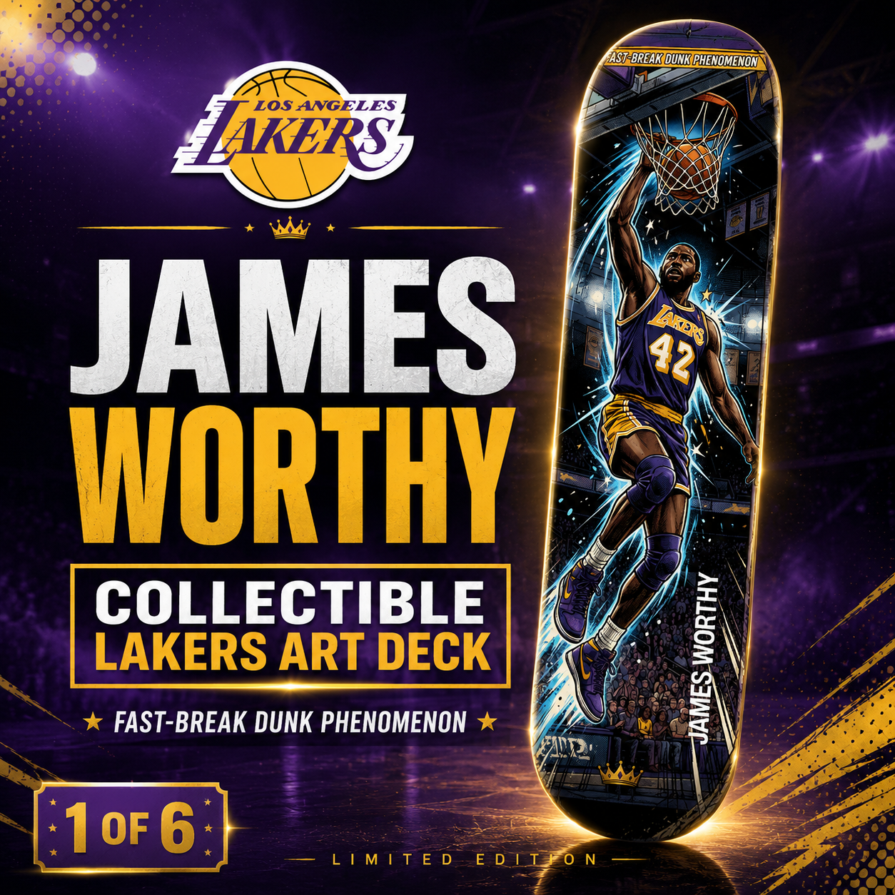 LA Basketball Mr Worthy- Customized Skateboard