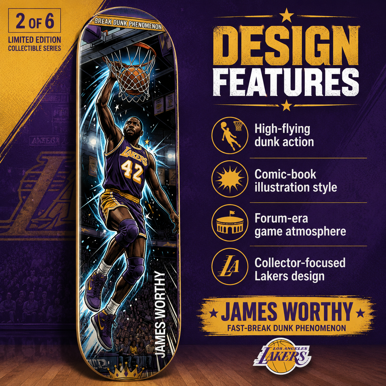 LA Basketball Mr Worthy- Customized Skateboard