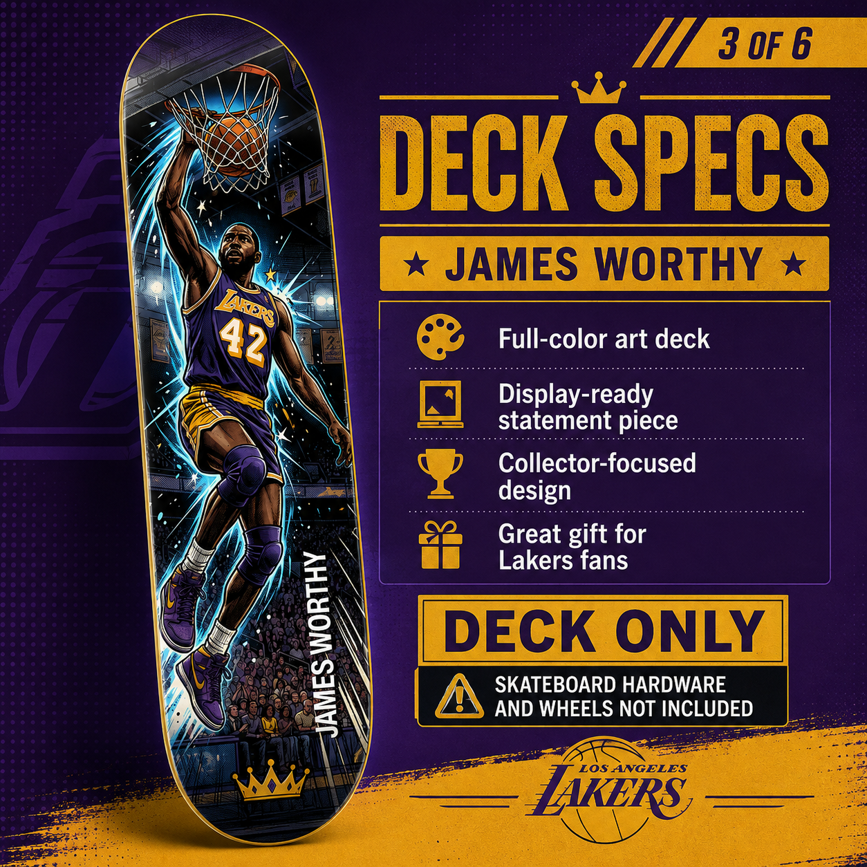 LA Basketball Mr Worthy- Customized Skateboard