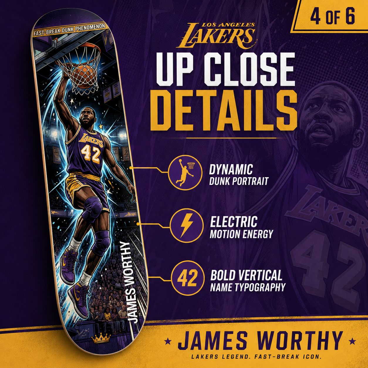 LA Basketball Mr Worthy- Customized Skateboard