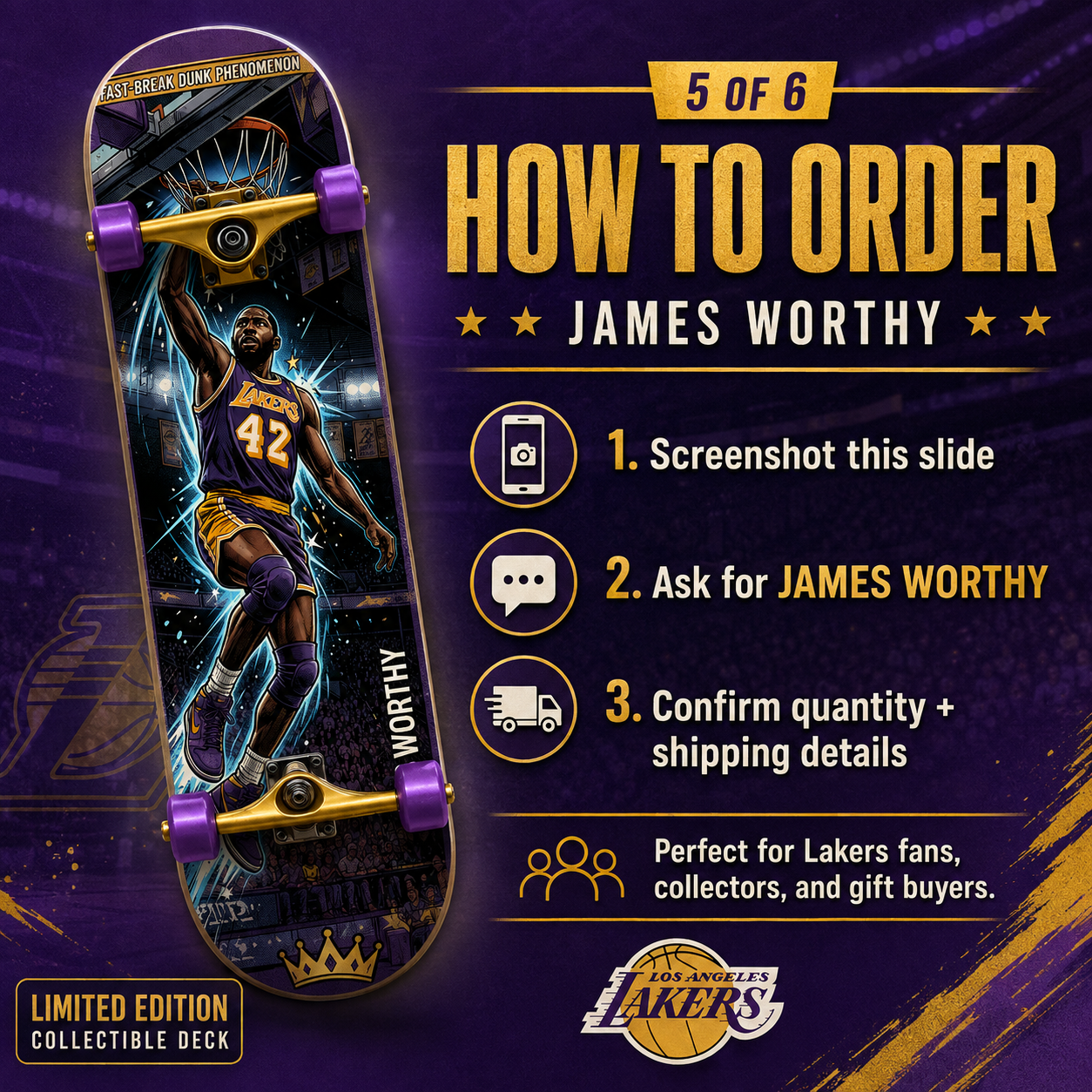 LA Basketball Mr Worthy- Customized Skateboard
