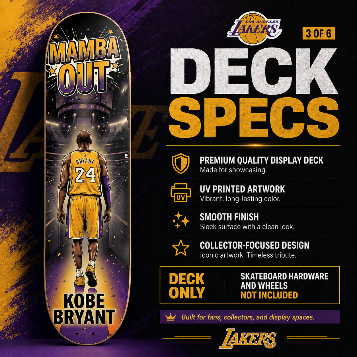 LA Basketball Out Mamba- Customized Skateboard