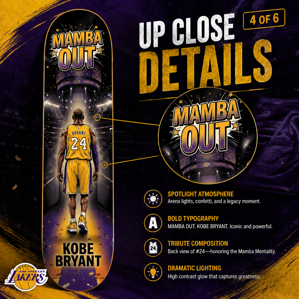 LA Basketball Out Mamba- Customized Skateboard