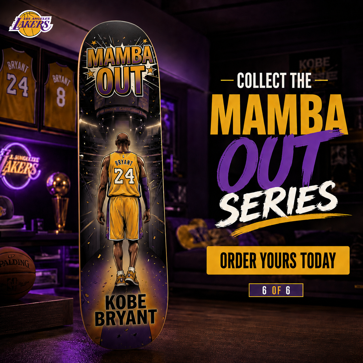 LA Basketball Out Mamba- Customized Skateboard