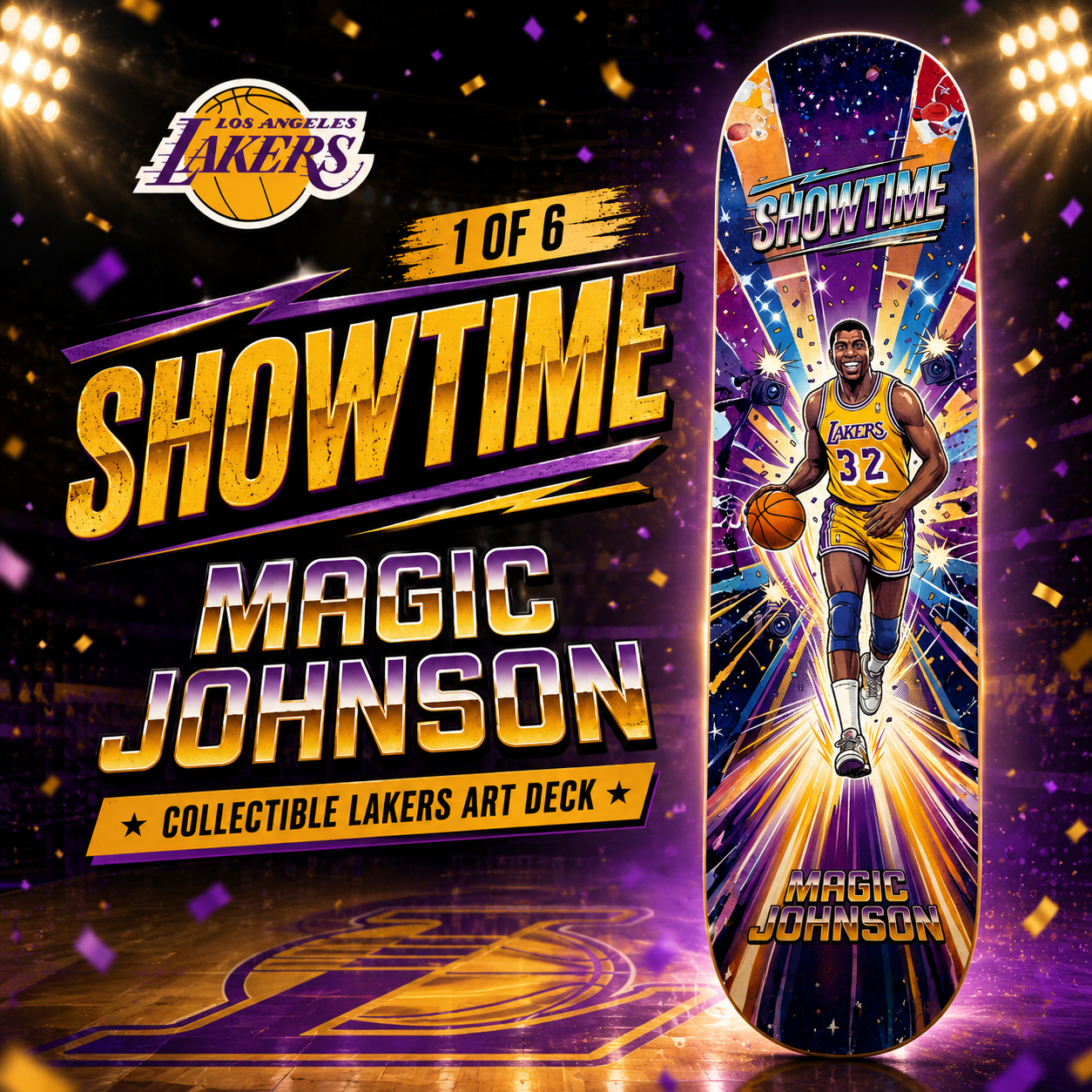 LA Basketball Showtime- Customized Skateboard