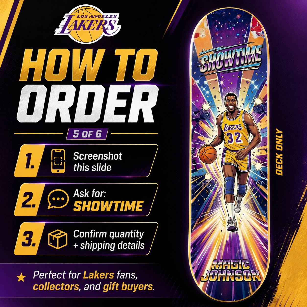 LA Basketball Showtime- Customized Skateboard
