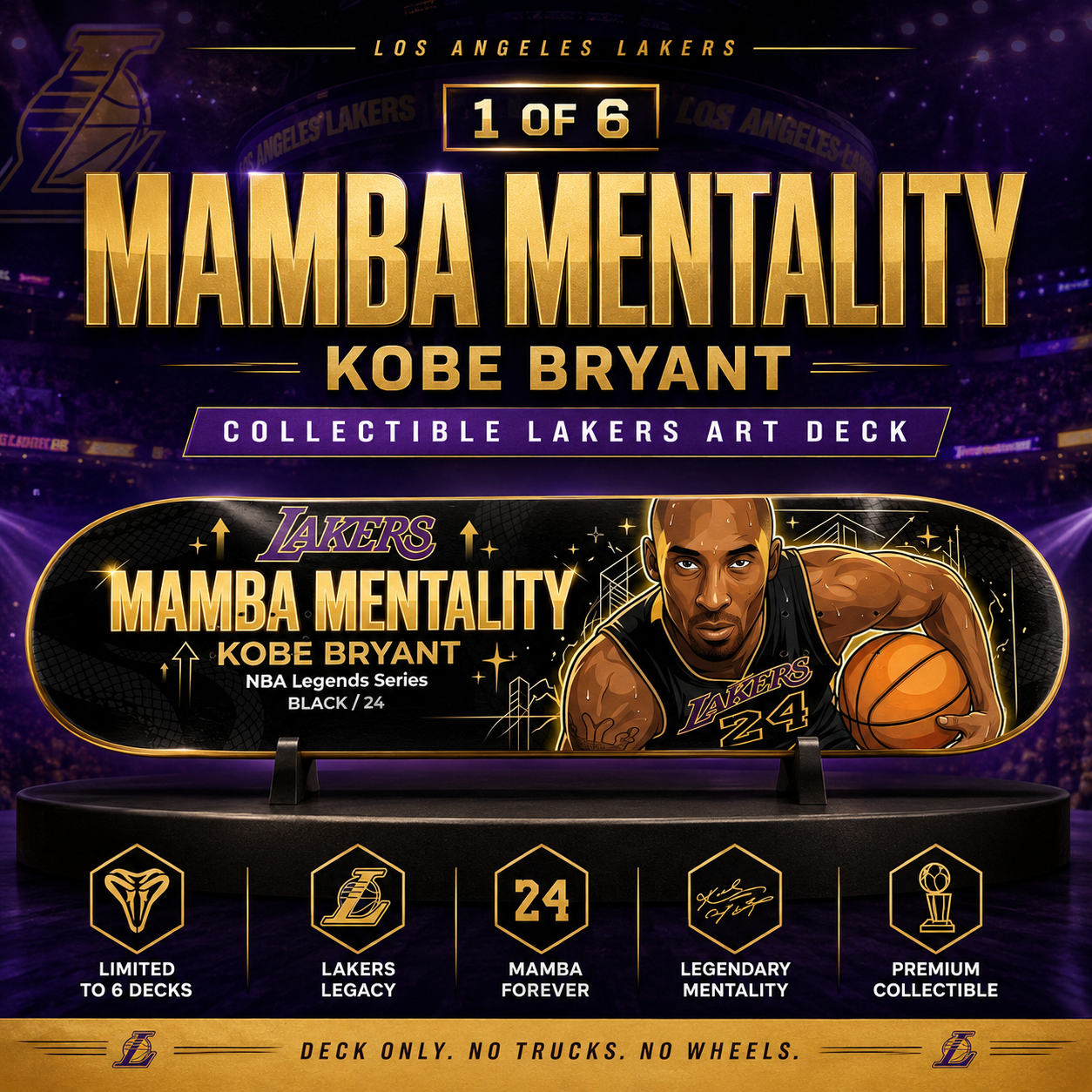 LA Basketball Mentality Mamba- Customized Skateboard