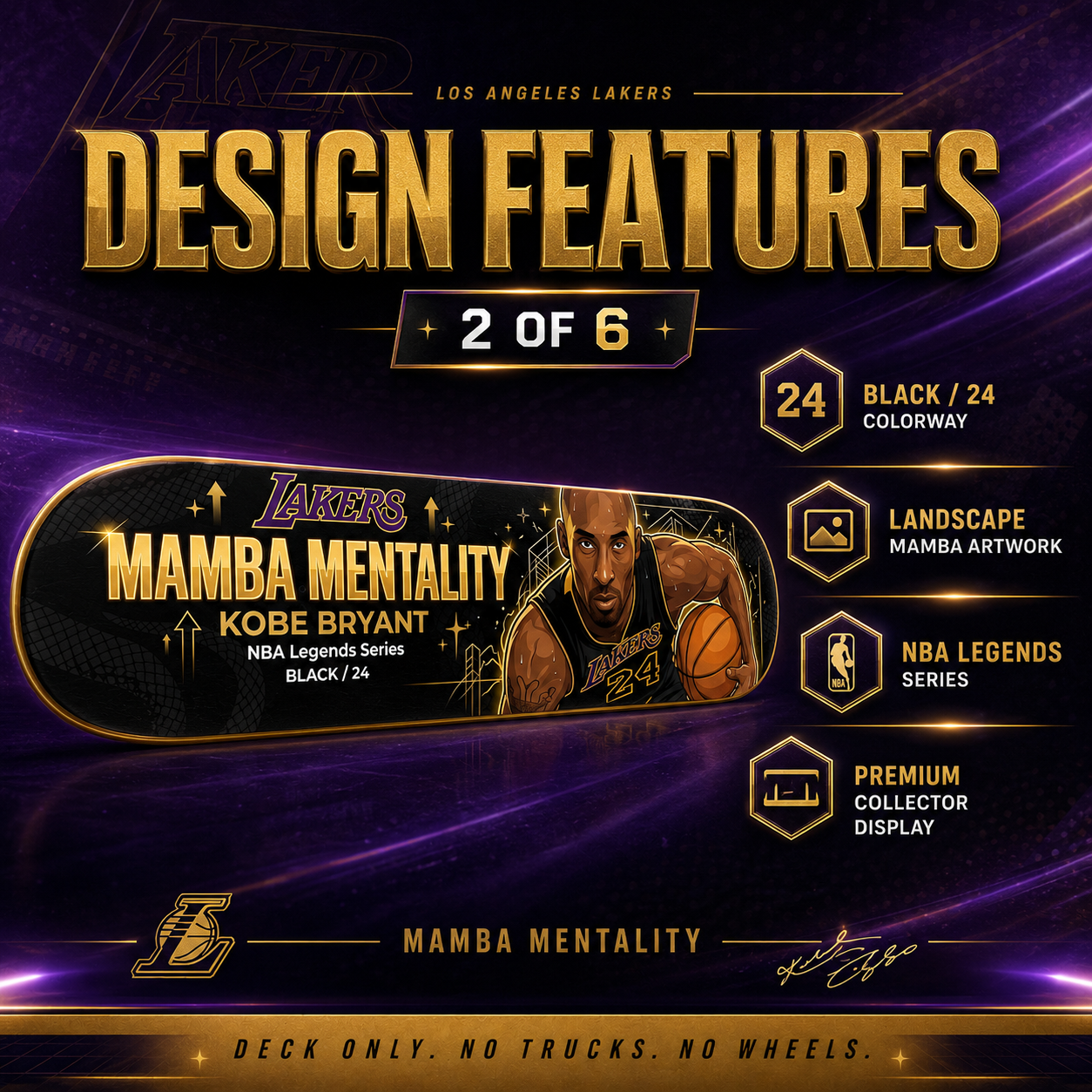 LA Basketball Mentality Mamba- Customized Skateboard