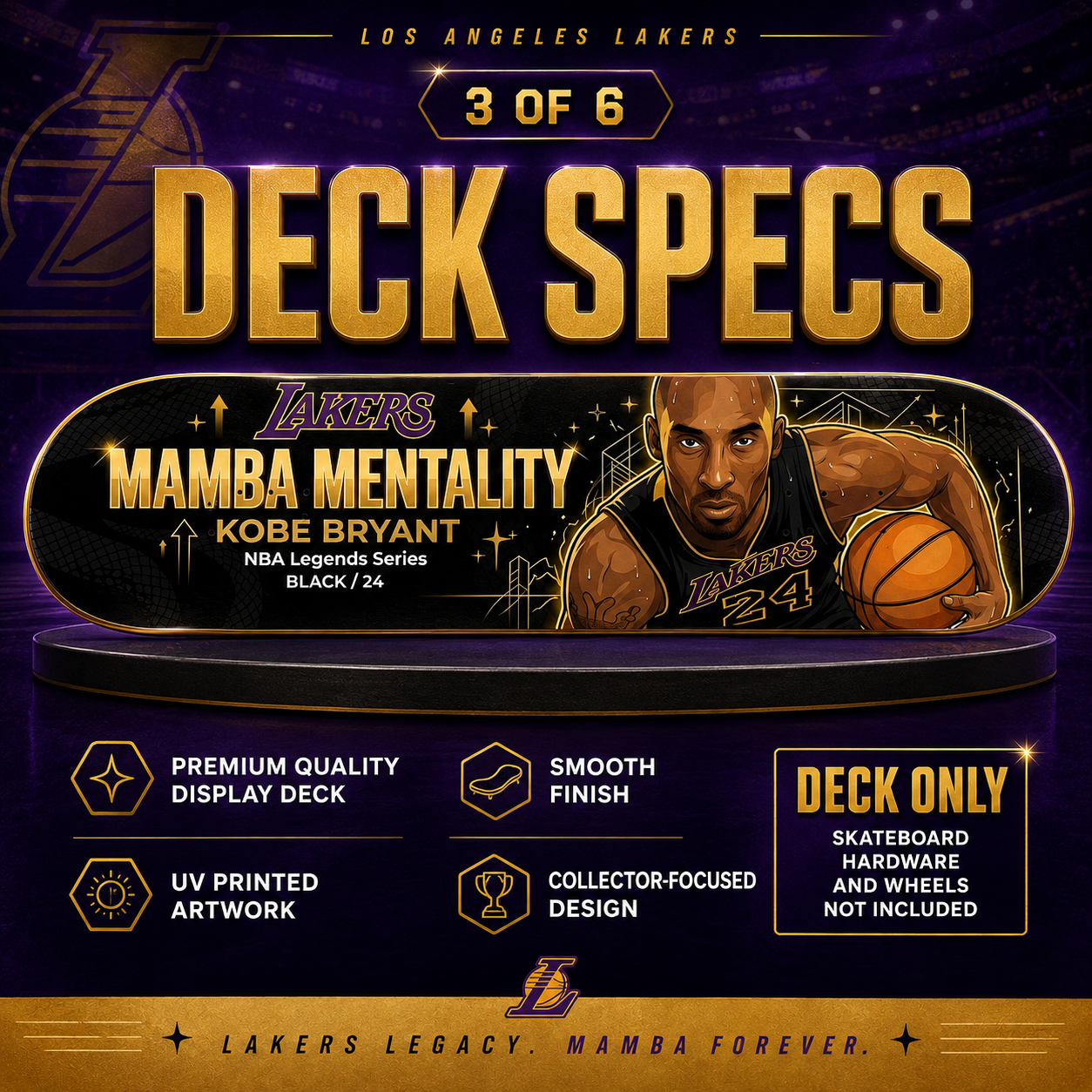 LA Basketball Mentality Mamba- Customized Skateboard