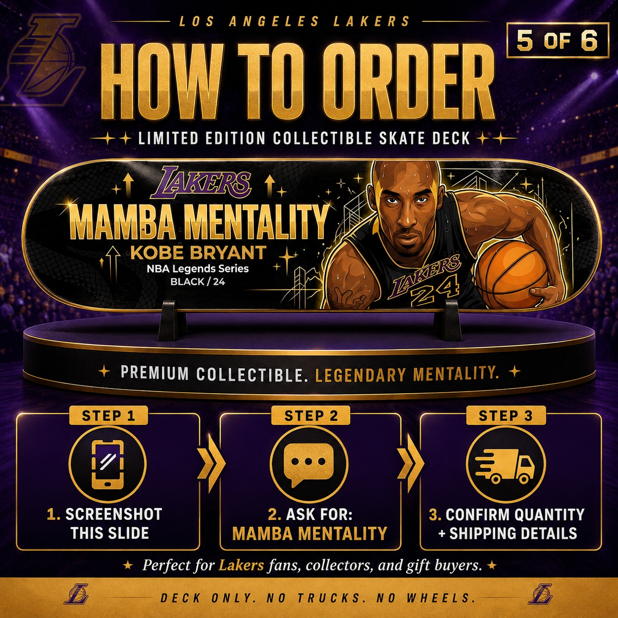 LA Basketball Mentality Mamba- Customized Skateboard