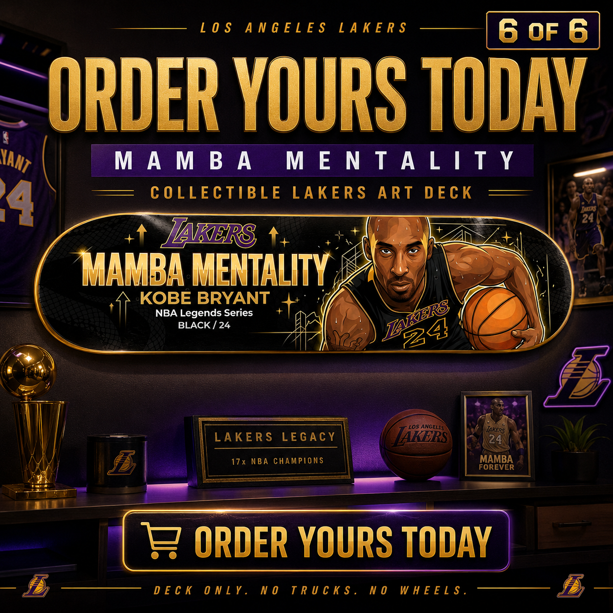 LA Basketball Mentality Mamba- Customized Skateboard