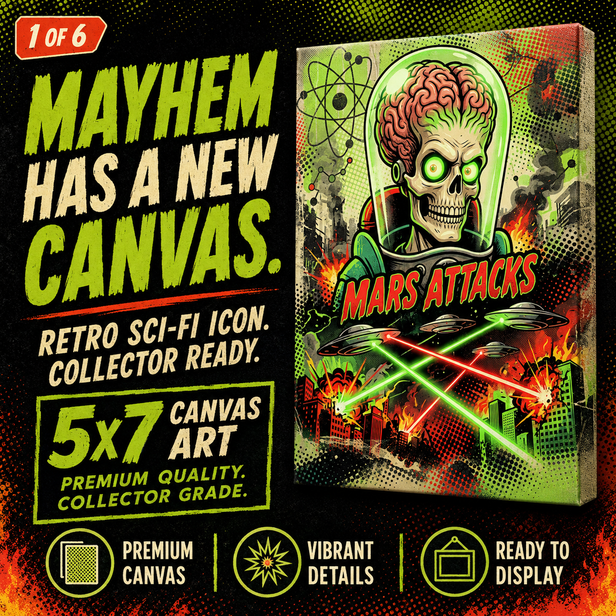 Attack Mars- Custom 5x7 Canvas