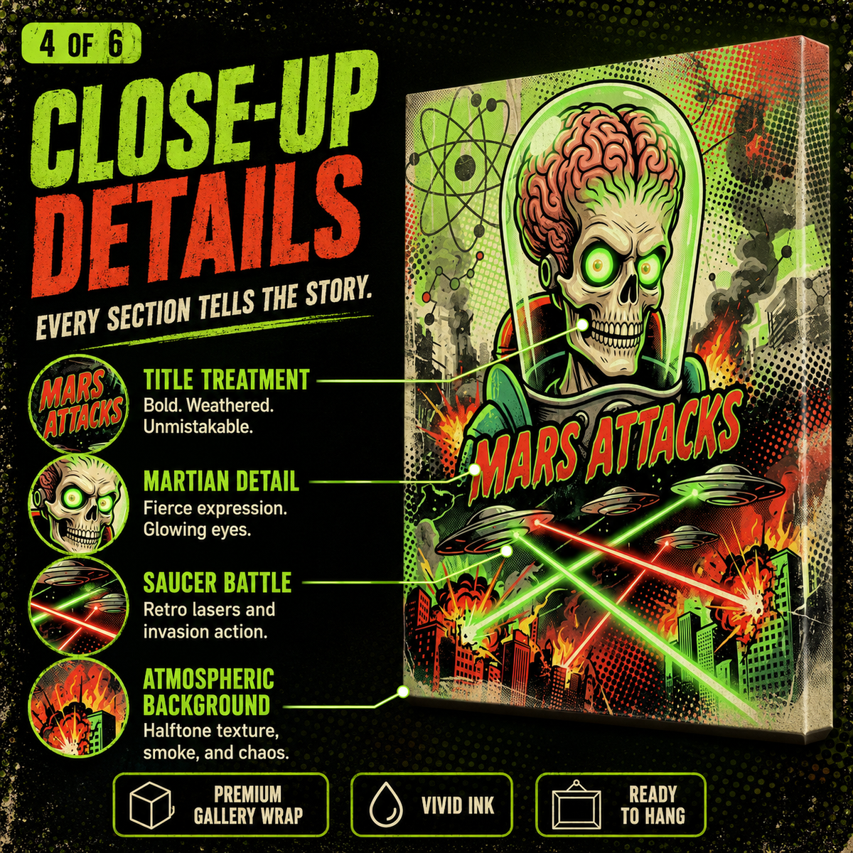 Attack Mars- Custom 5x7 Canvas