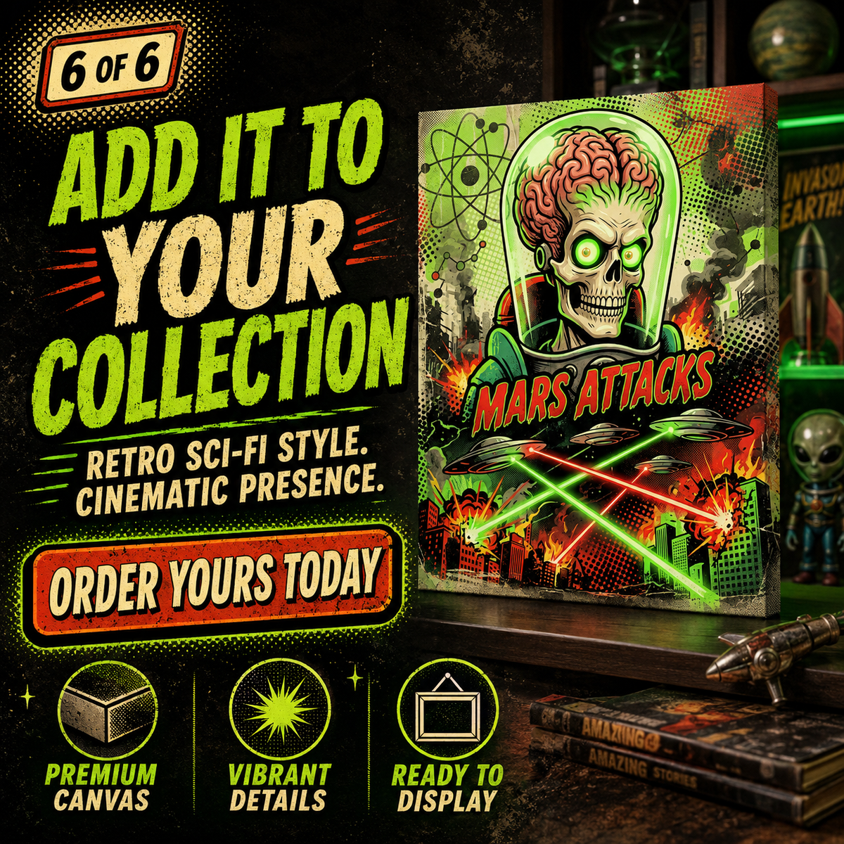 Attack Mars- Custom 5x7 Canvas